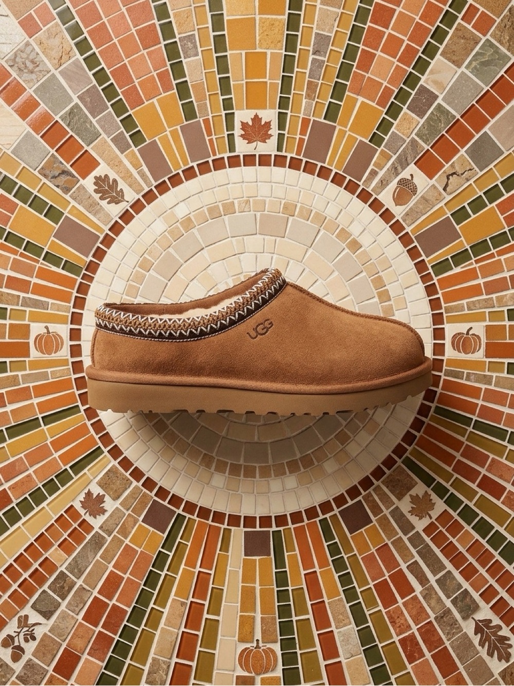 UGG Women’s Slip-On Mule in Chestnut Suede with Decorative Trim